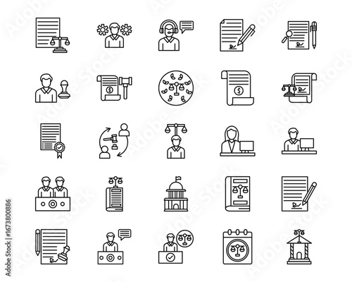 Law & Legislation Line Vector Icons
