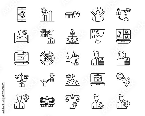 Home Based Business Line Vector Icons