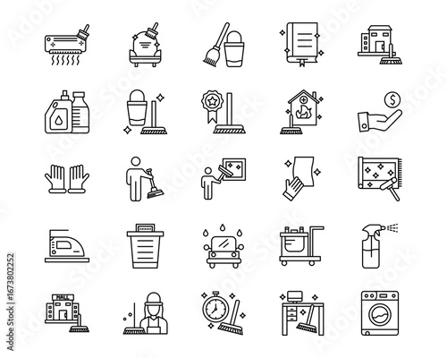 Cleaning Line Vector Icons