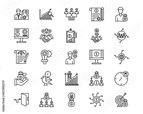 Crowdfunding Line Vector Icons