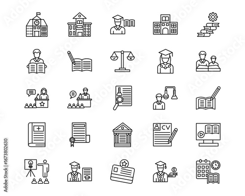 University Line Vector Icons