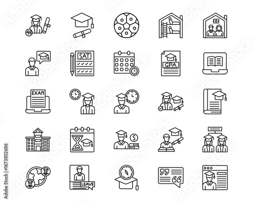 University Line Vector Icons