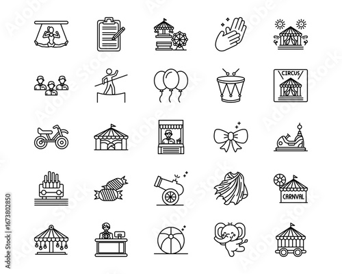 Circus Line Vector Icons