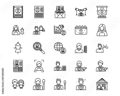 Modelling Agency Line Vector Icons