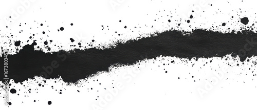 Abstract black and white paint splatter with torn paper effect
