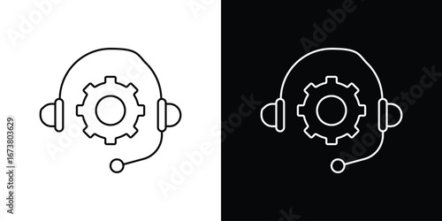 Technical support icon Clip Art design. Line icons