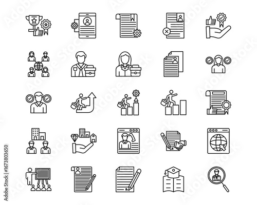 Recruitment Agency Line Vector Icons
