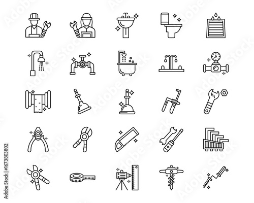Plumbing Line Vector Icons