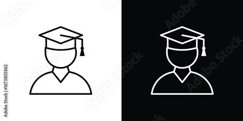 Student icon Clip Art design. Line icons