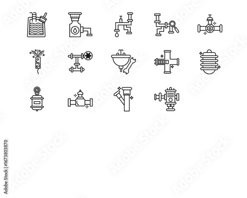 Plumbing Line Vector Icons
