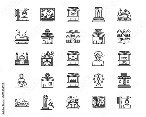 Theme Park Line Vector Icons