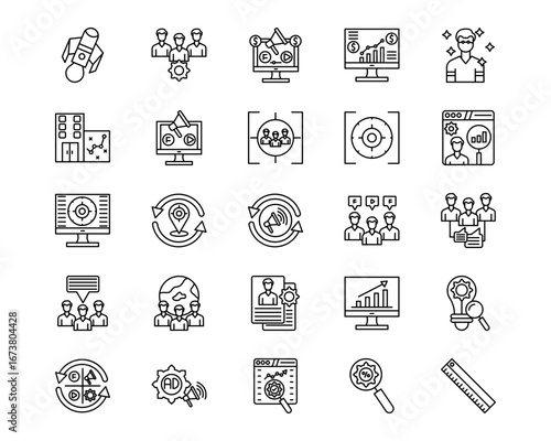Social Media Agency Line Vector Icons