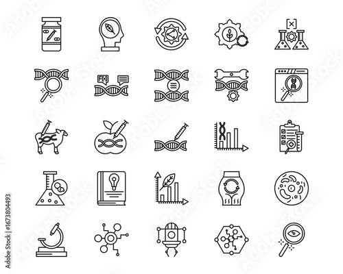 Bioengineering Line Vector Icons