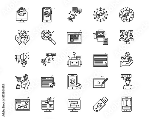 Digital Marketing Line Vector Icons