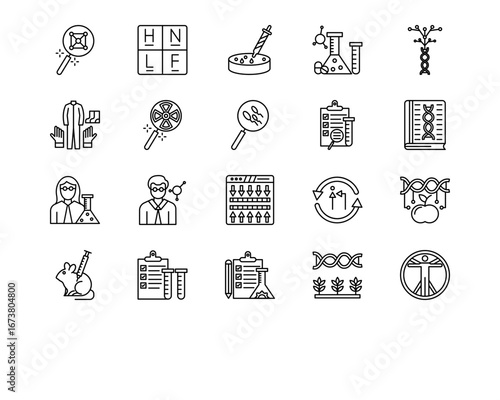 Bioengineering Line Vector Icons