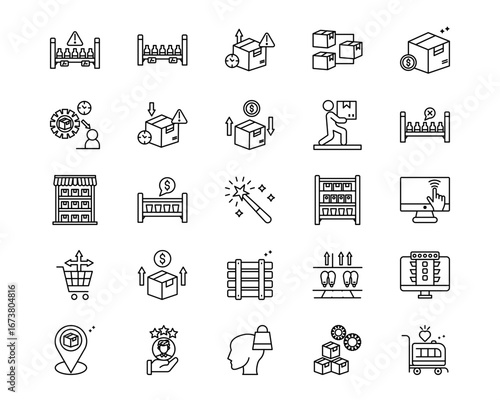 Merchandising Line Vector Icons