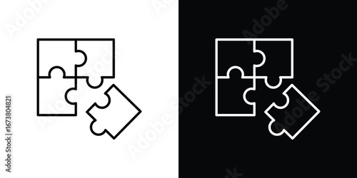 Puzzle piece icon Clip Art design. Line icons