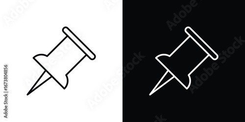 Push pin icon Clip Art design. Line icons