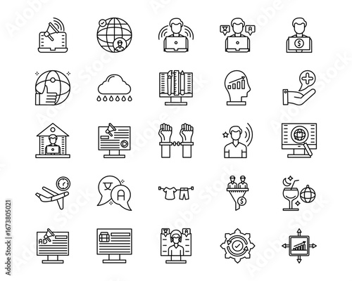 Digital Nomad Line Vector Icons