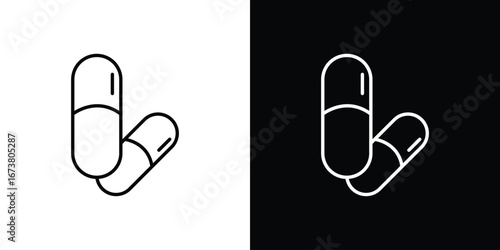 Pill icon Clip Art design. Line icons