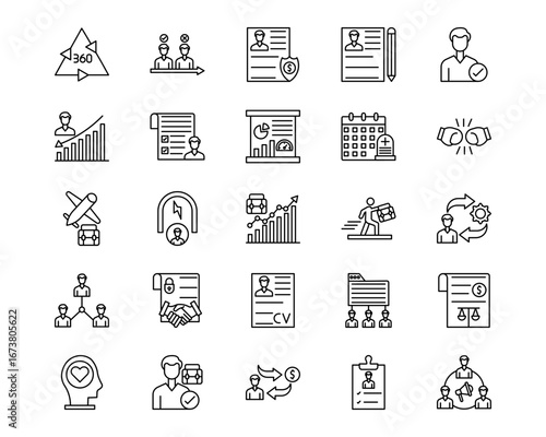 Human Resources Line Vector Icons
