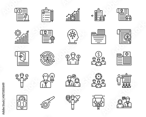 Human Resources Line Vector Icons