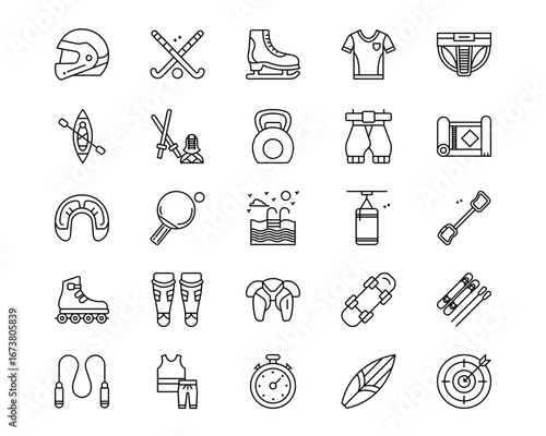 Sport Equipment Line Vector Icons