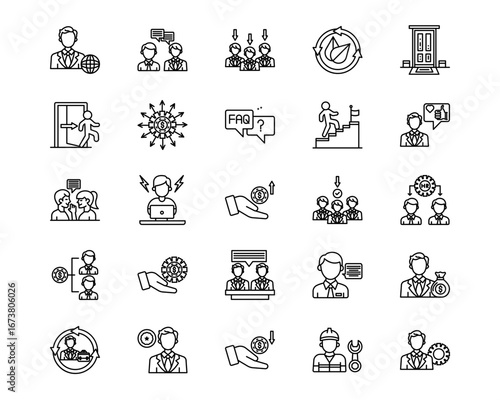 Business People Line Vector Icons