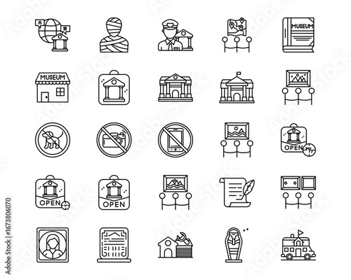 Museum Line Vector Icons