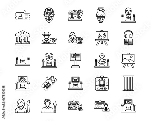 Museum Line Vector Icons