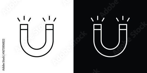 Magnet icon Clip Art design. Line icons