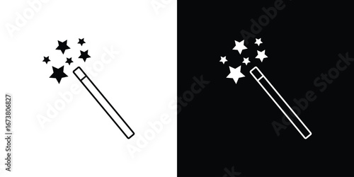 Magic wand icon Clip Art design. Line icons
