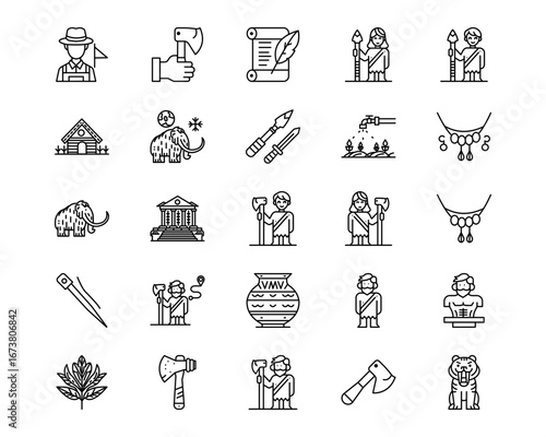 Prehistoric Line Vector Icons