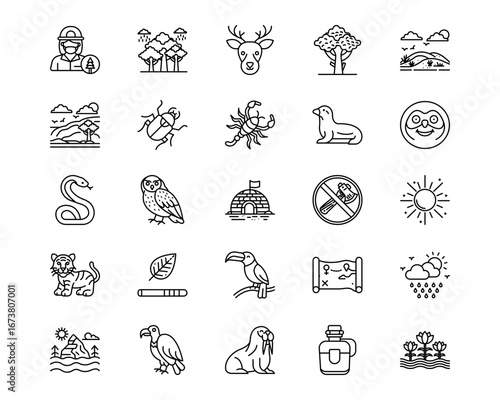 In The Wild Line Vector Icons