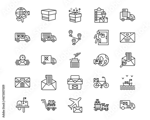Postal Service Line Vector Icons