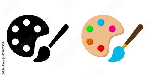 Paintbrush and Color Palette Icon Isolated on Transparent Background. Symbol for Art, Drawing Tools, and Creative Design Interface. Vector Illustration
