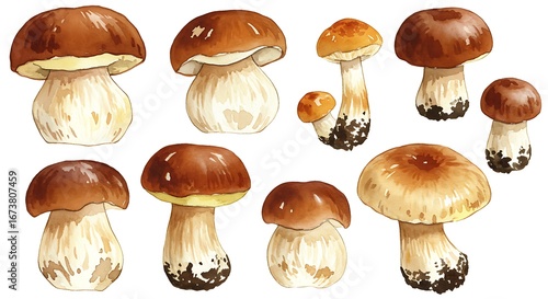 Watercolor Wonders: A Bolete Family Portrait