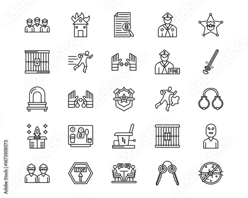 Prison Line Vector Icons