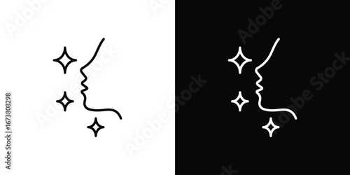 Glowing skin icon Clip Art design. Line icons