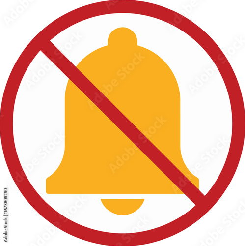 Bell Off Icon | Mute Notification Symbol | Silent Alert Badge | Disable Reminder Sign