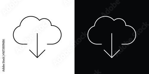 Download from Cloud icon Clip Art design. Line icons