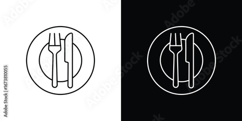 Cutlery icon Clip Art design. Line icons