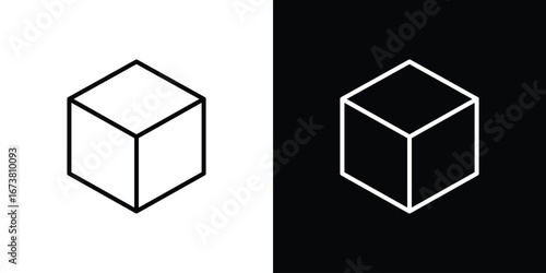 Cube icon Clip Art design. Line icons