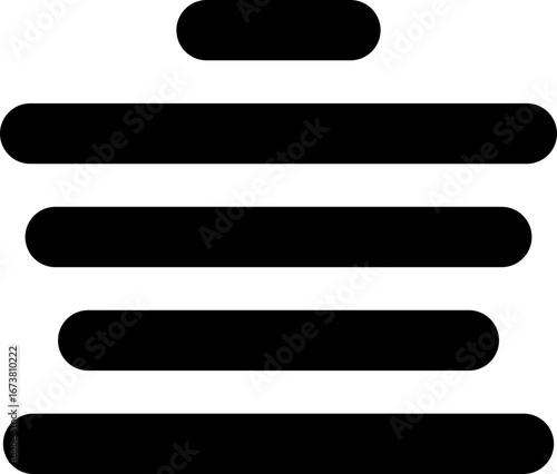 Align vertical line icon for text and layout formatting. Black solid vector symbol showing uneven top and bottom alignment, typography tool, writing editor button, UI UX design element, content format
