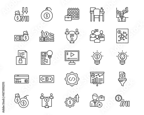 Crisis Mangement Line Vector Icons