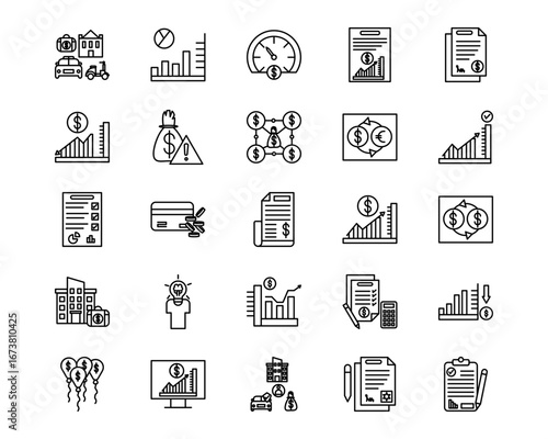 Credit And Loan Line Vector Icons