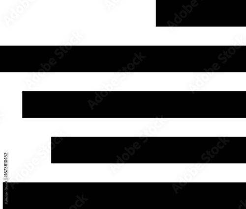 Align line icon for text formatting and paragraph layout. Black solid vector symbol showing ragged left alignment, typography tool, writing editor button, UI UX design element, document and content fo