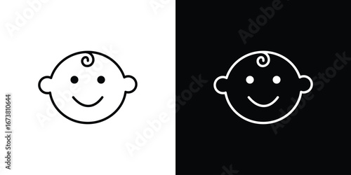 Child face icon Clip Art design. Line icons