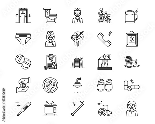 Nursing Home Line Vector Icons