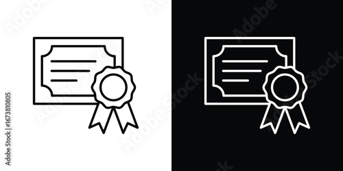 Certificate icon Clip Art design. Line icons